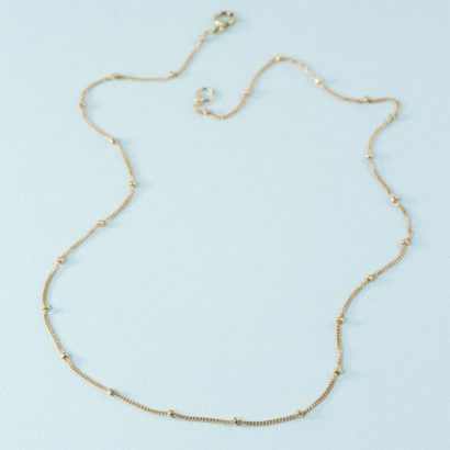 14K Gold Beaded Chain Necklace 