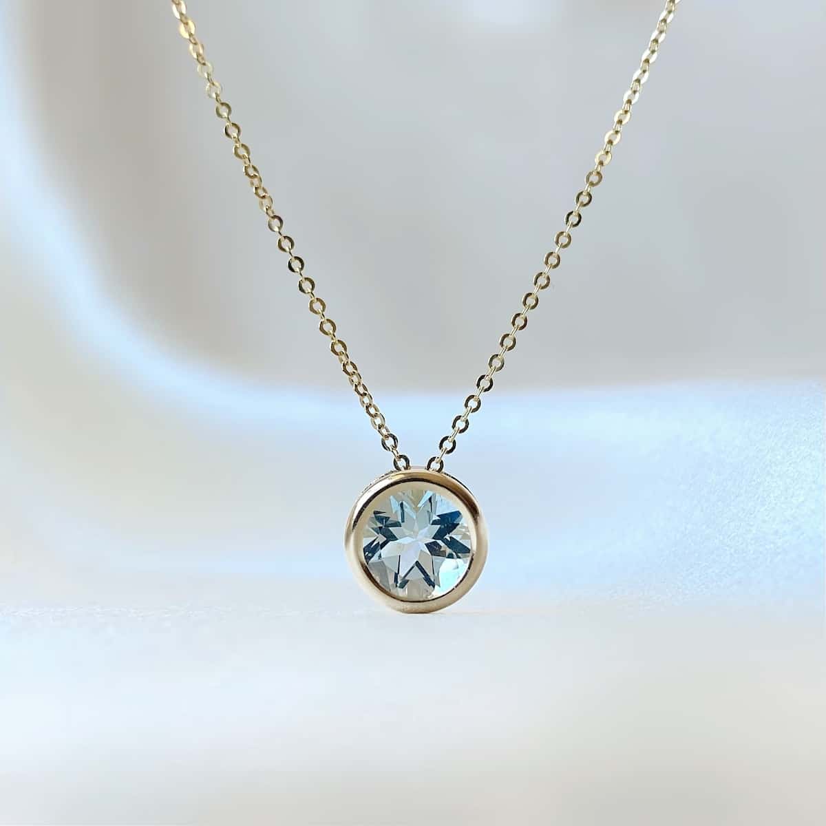 14K Gold Aquamarine Ciel Necklace 