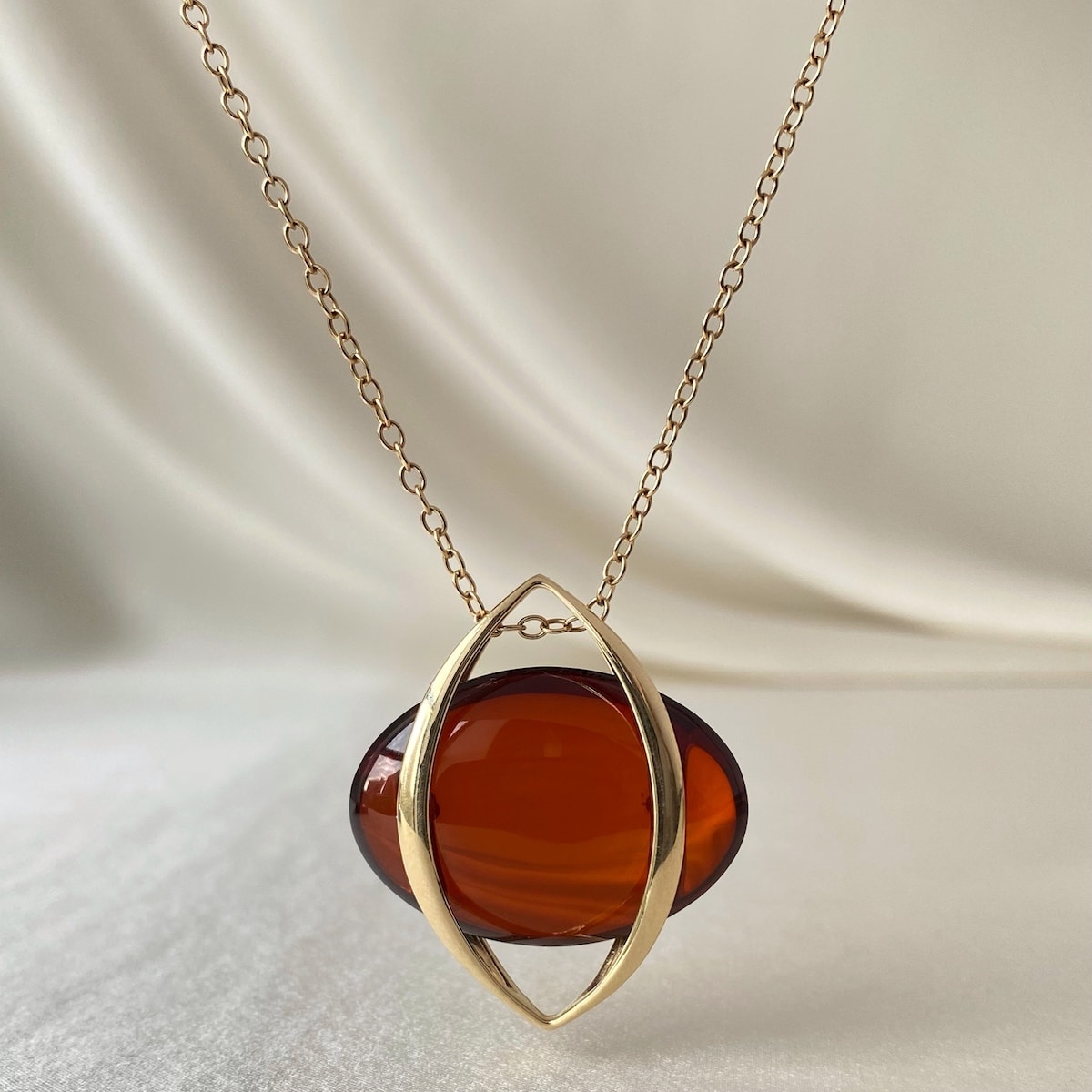 14K Gold Jugendstil Amber Necklace - KTCollection